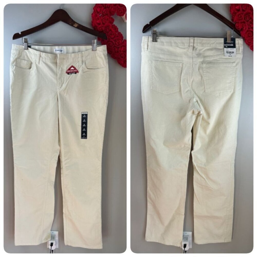 St. John's Bay Women’s Comfort Waist Men's Corduroy Pants Sz 14 Ivory